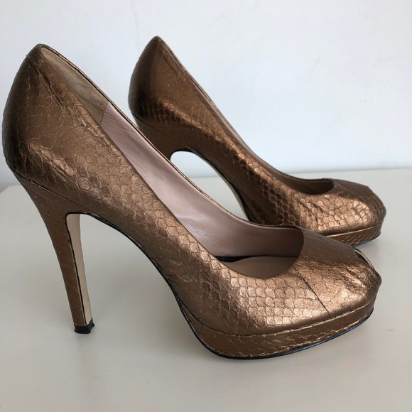 Reiss Metallic peep toe platform high heels EU38 - Picture 2 of 6